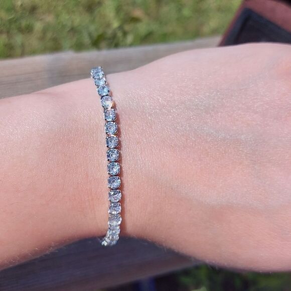 Platinum Plated Tennis Bracelet - Picture 10 of 12